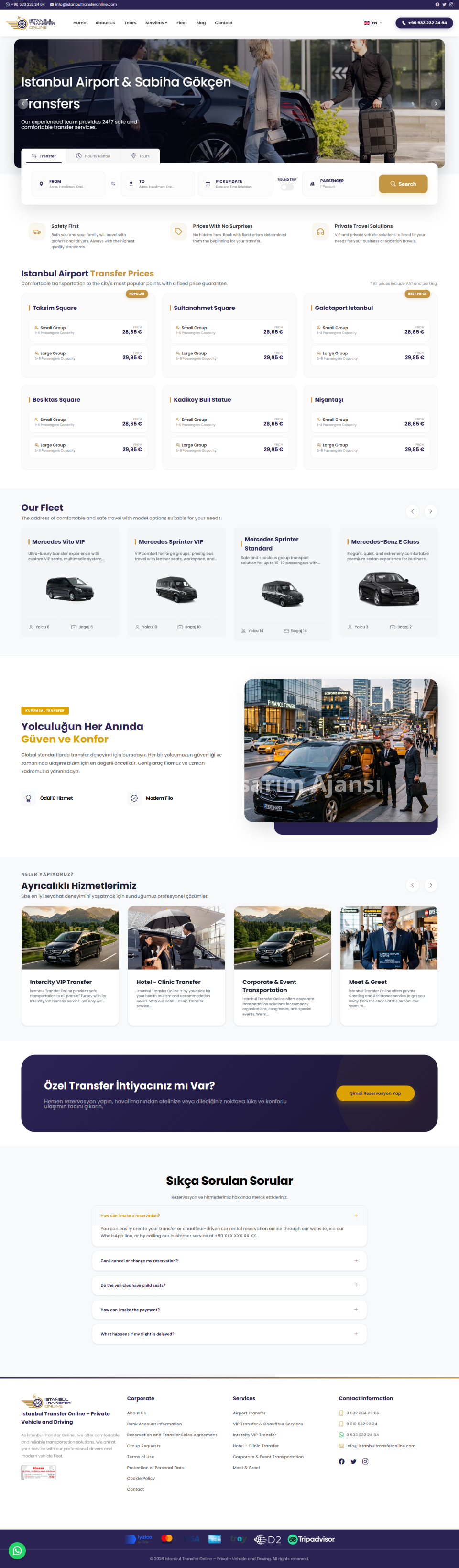 Transfer Hizmeti Web Sitesi Teması